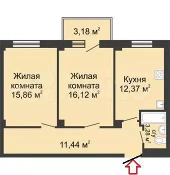2-к. квартира, 63 м, 2/9 эт. - Фото 0