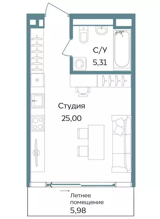 Студия Крым, Саки ул. Морская (36.29 м) - Фото 0