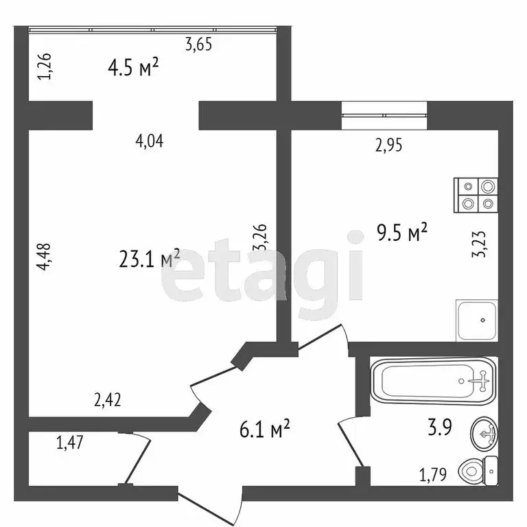 1-комнатная квартира: Новый Уренгой, Железнодорожная улица, 46А (38.4 ... - Фото 0