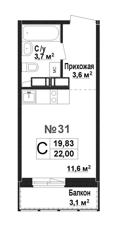 Квартира-студия: Нижний Новгород, жилой комплекс Торпедо (19.83 м) - Фото 0