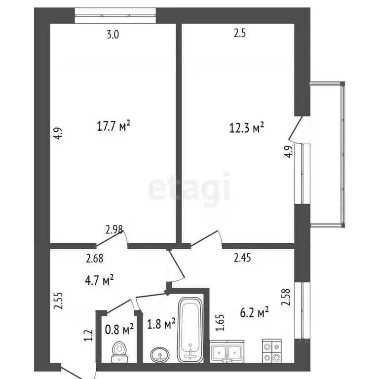 2-к кв. Крым, Феодосия ул. Анюнаса, 4 (40.5 м) - Фото 2