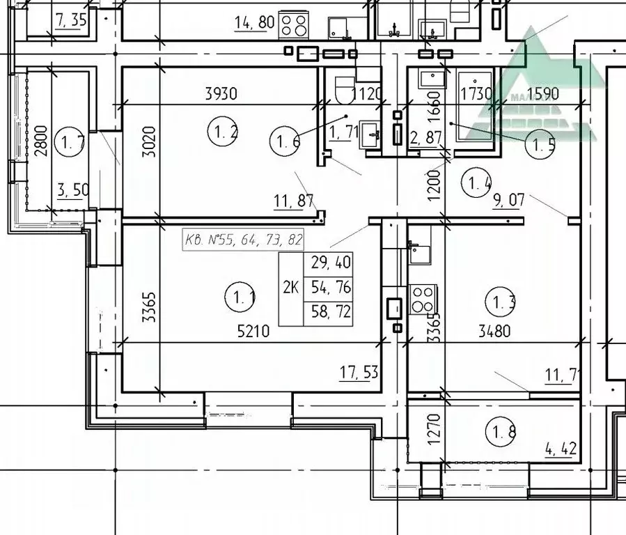 2-к кв. Оренбургская область, Оренбург ул. Ильи Глазунова, 3/1 (59.0 ... - Фото 0