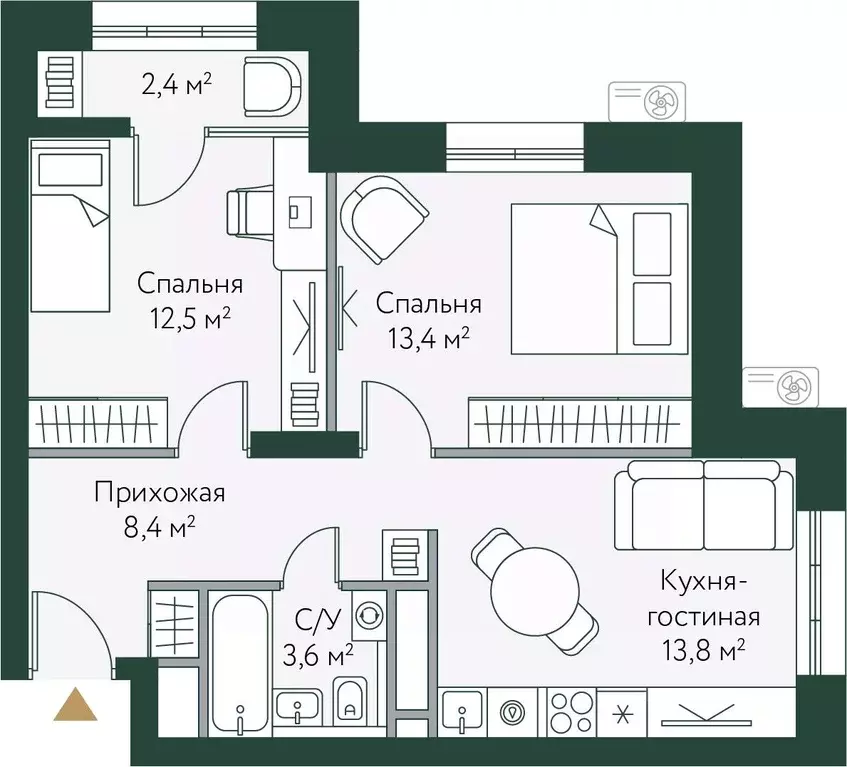 2-к кв. Волгоградская область, Волгоград Новосибирская ул., 74 (54.1 ... - Фото 0