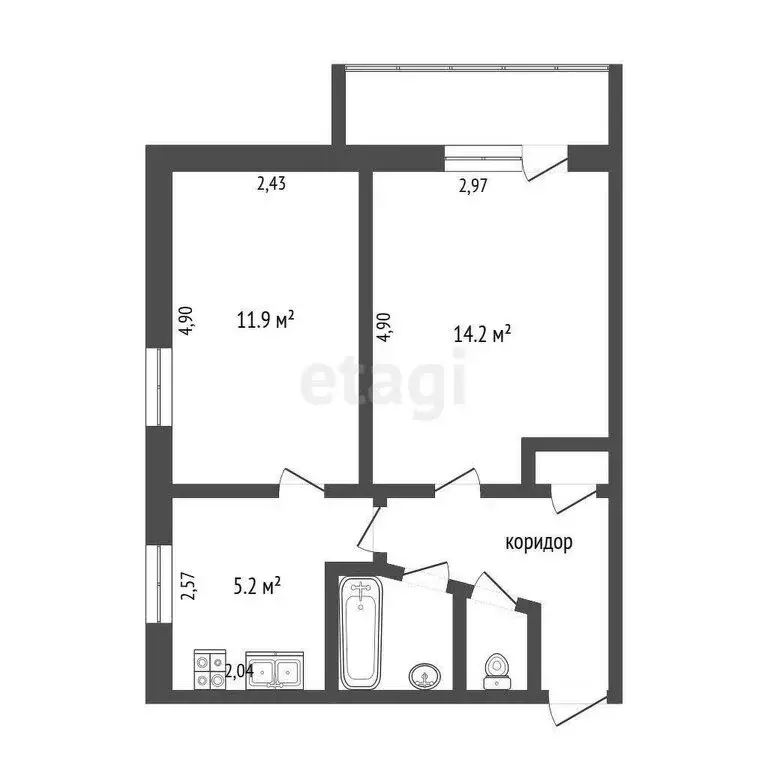 2-комнатная квартира: Тюмень, улица Беляева, 19 (40.6 м) - Фото 0