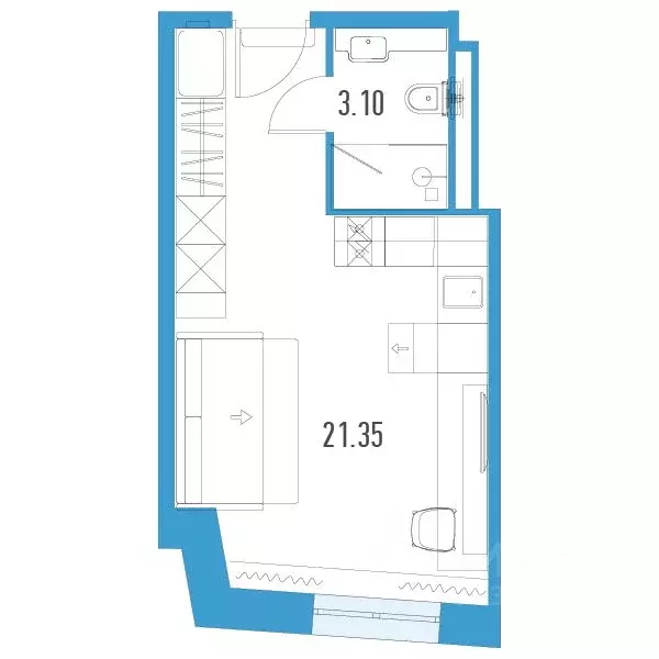 Студия Санкт-Петербург Ленинский просп., 153уч1 (24.45 м) - Фото 0