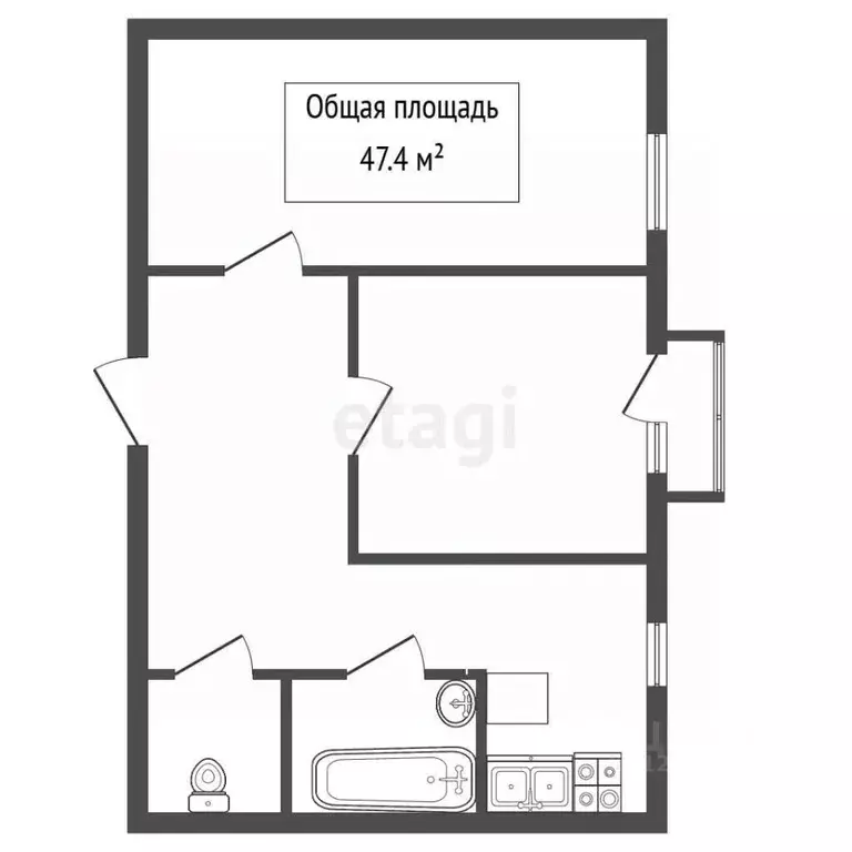 2-к кв. Кемеровская область, Новокузнецк ул. Покрышкина, 9 (47.4 м) - Фото 2