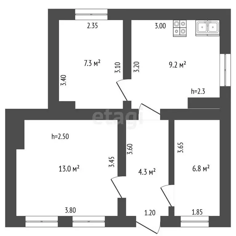 Дом в Севастополь, улица Чапаева (46 м) - Фото 1