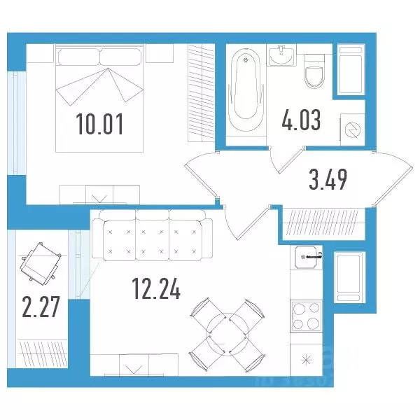 1-к кв. Санкт-Петербург ул. Маршала Казакова, 62к1 (30.91 м) - Фото 1