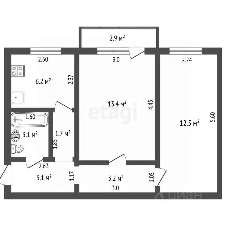 2-к кв. Самарская область, Самара просп. Карла Маркса, 209 (43.2 м) - Фото 1
