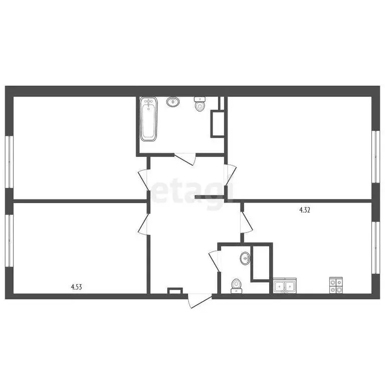 3-комнатная квартира: Тюмень, Тихий проезд, 4 (75.3 м) - Фото 0