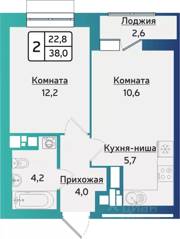 2-к кв. Удмуртия, Ижевск ул. 40 лет Победы, 121 (39.4 м) - Фото 0