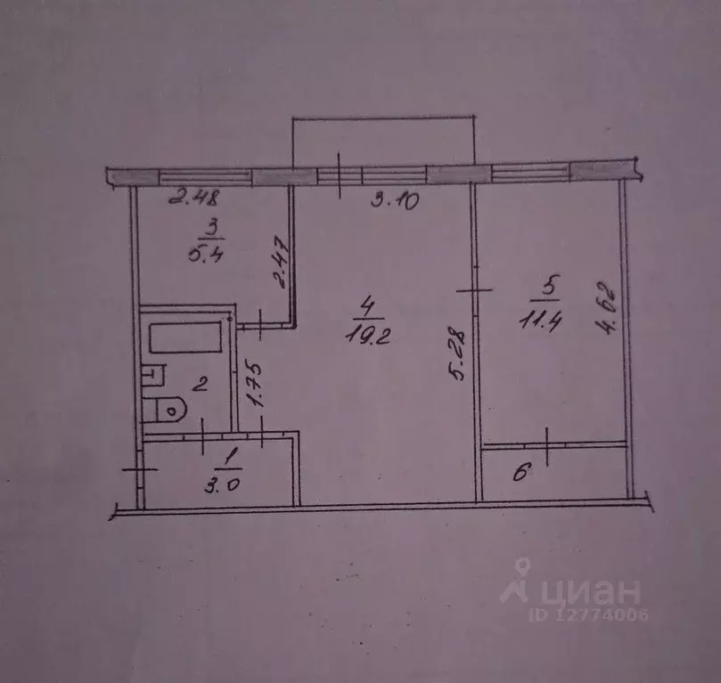 2-к кв. Татарстан, Набережные Челны пос. ГЭС, пер. Гайдара, 6 (44.1 м) - Фото 2