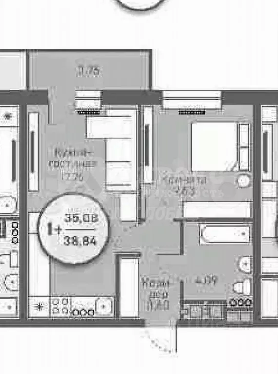 1-к кв. Тюменская область, Тюмень Велижанская ул., 66 (38.8 м) - Фото 1