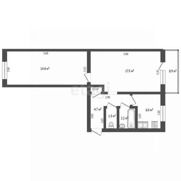 2-к кв. Крым, Феодосия ул. Гарнаева, 79 (46.2 м) - Фото 2
