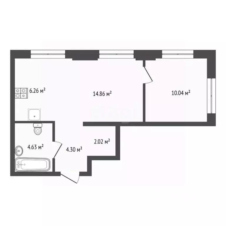 1-к кв. Тюменская область, Тюмень ул. Тимофея Чаркова, 93 (42.11 м) - Фото 1
