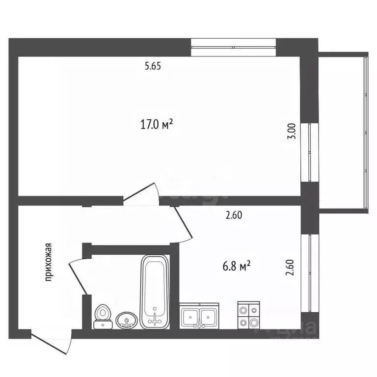 1-к кв. Омская область, Омск ул. Ивана Воронкова, 3 (25.0 м) - Фото 2