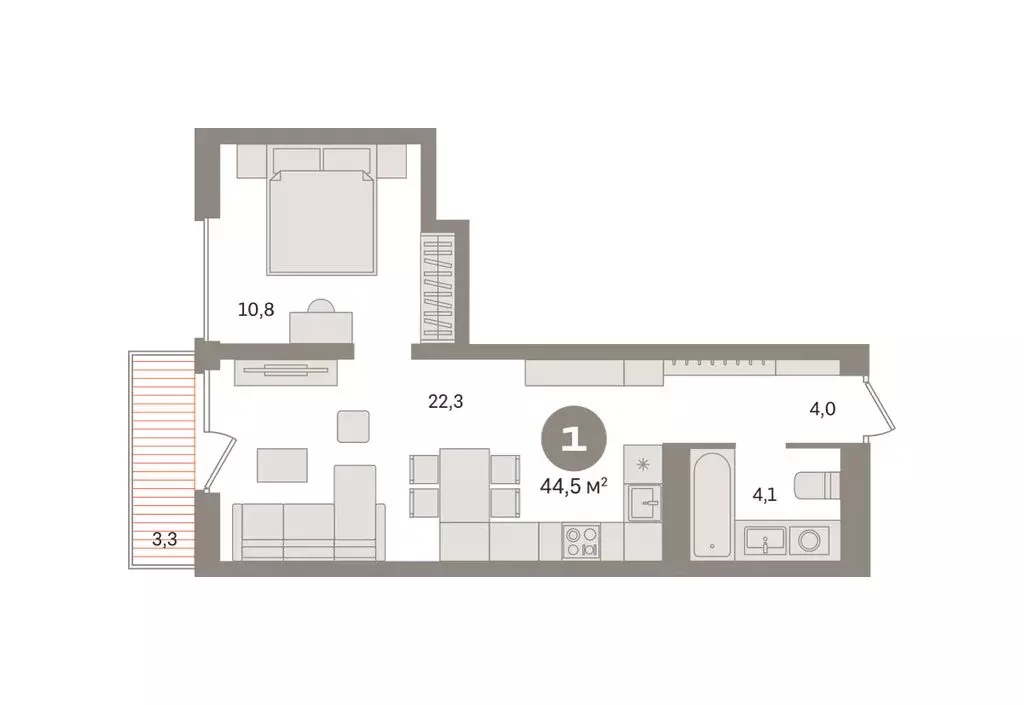 1-комнатная квартира: Екатеринбург, жилой район Эльмаш, Механический ... - Фото 2