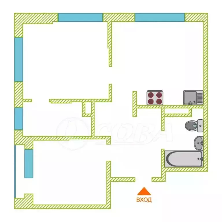 2-комнатная квартира: Тюмень, Полевая улица, 108 (68.4 м) - Фото 1