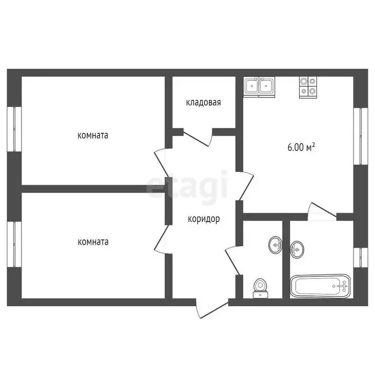 2-комнатная квартира: Алапаевск, Береговая улица, 42 (59.4 м) - Фото 2