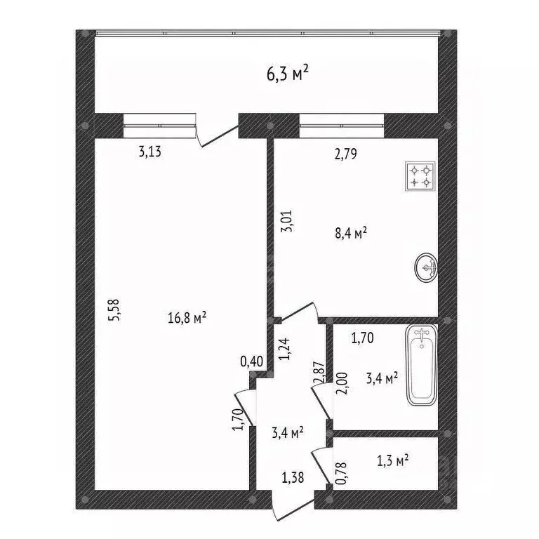1-к кв. Башкортостан, Уфа Дуванский бул., 29 (36.4 м) - Фото 2