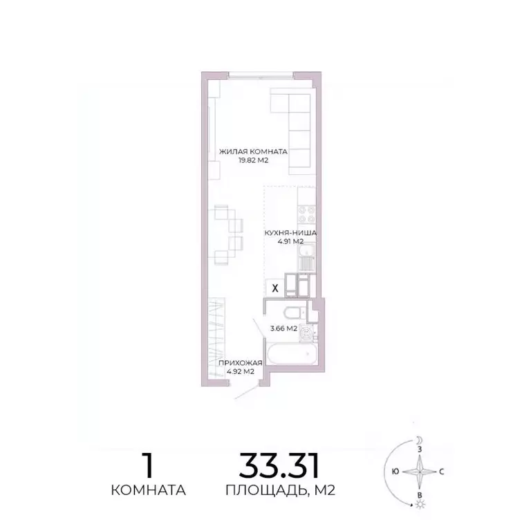 1-к кв. Пензенская область, Пенза Побочинская ул., с18 (33.31 м) - Фото 0