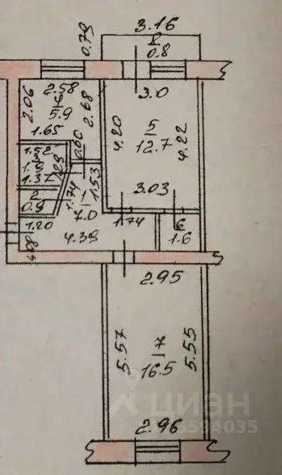 2-к кв. Башкортостан, Стерлитамак Вокзальная ул., 36 (46.5 м) - Фото 1