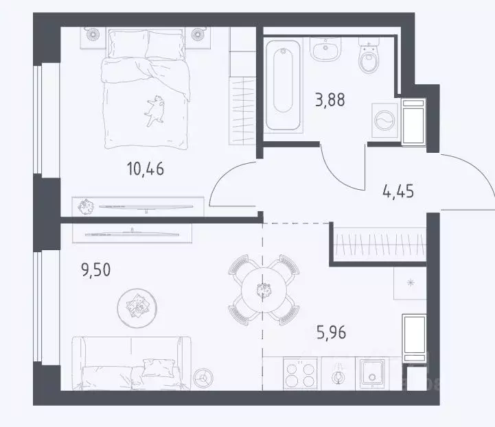 1-к кв. Московская область, Люберцы городской округ, Мирный пгт ул. ... - Фото 1