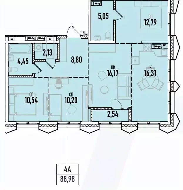 4-к кв. Иркутская область, Иркутск Донская ул., 5Г (88.98 м) - Фото 0