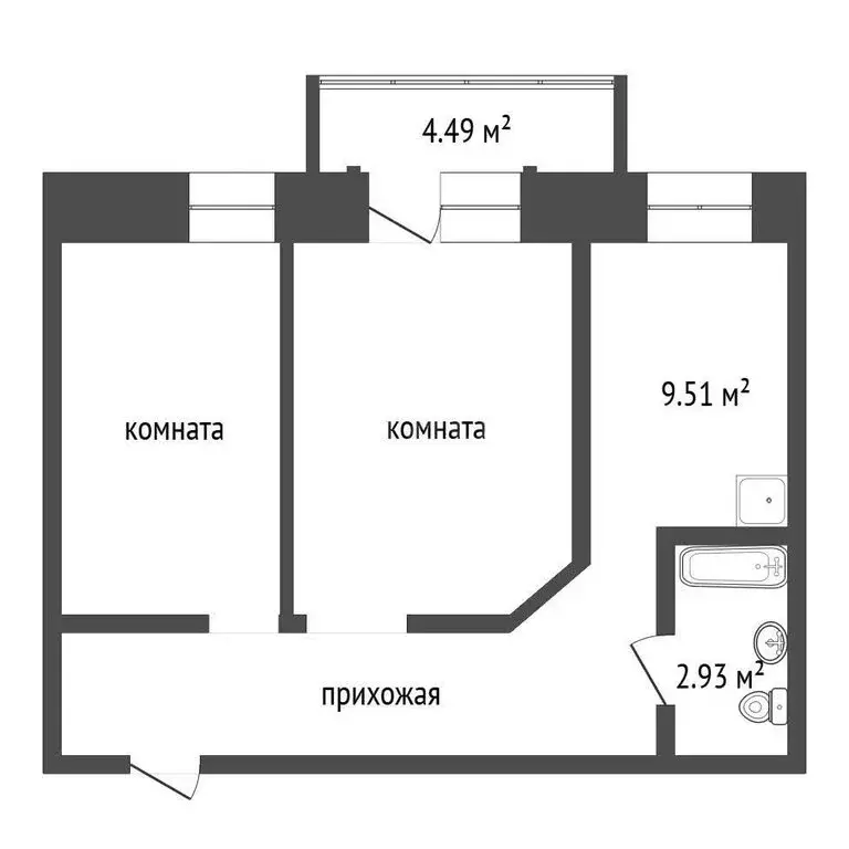 2-комнатная квартира: Красноярск, Соколовская улица, 60 (51.2 м) - Фото 1