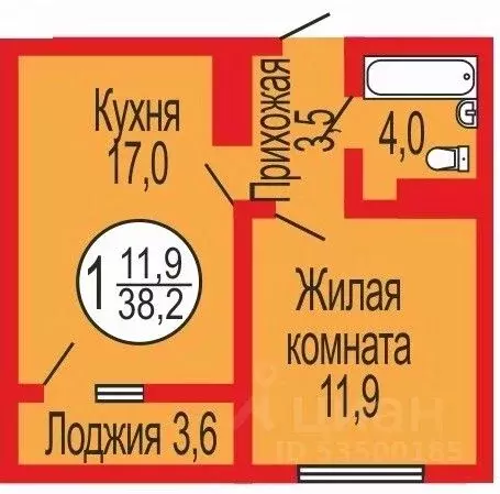 1-к кв. Оренбургская область, Оренбург Дубки жилой комплекс (38.2 м) - Фото 0