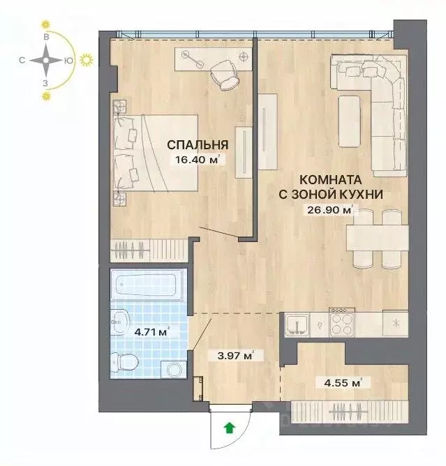 2-к кв. Свердловская область, Екатеринбург ул. Маршала Жукова, 16 ... - Фото 1