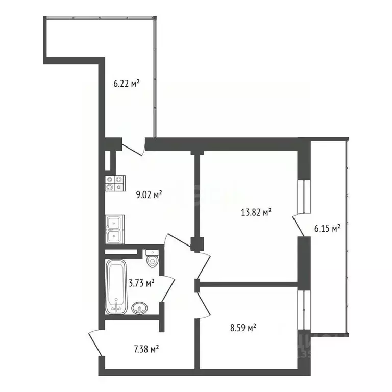 2-к кв. Крым, Ялта муниципальный округ, Гурзуф пгт ул. Геологов, 7к4 ... - Фото 2
