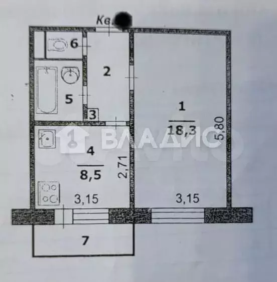 1-к. квартира, 35 м, 7/9 эт. - Фото 0