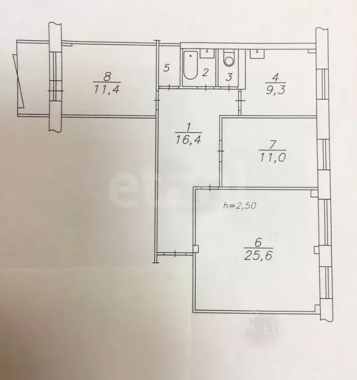 3-к кв. Татарстан, Казань ул. Серова, 6к2 (63.6 м) - Фото 2
