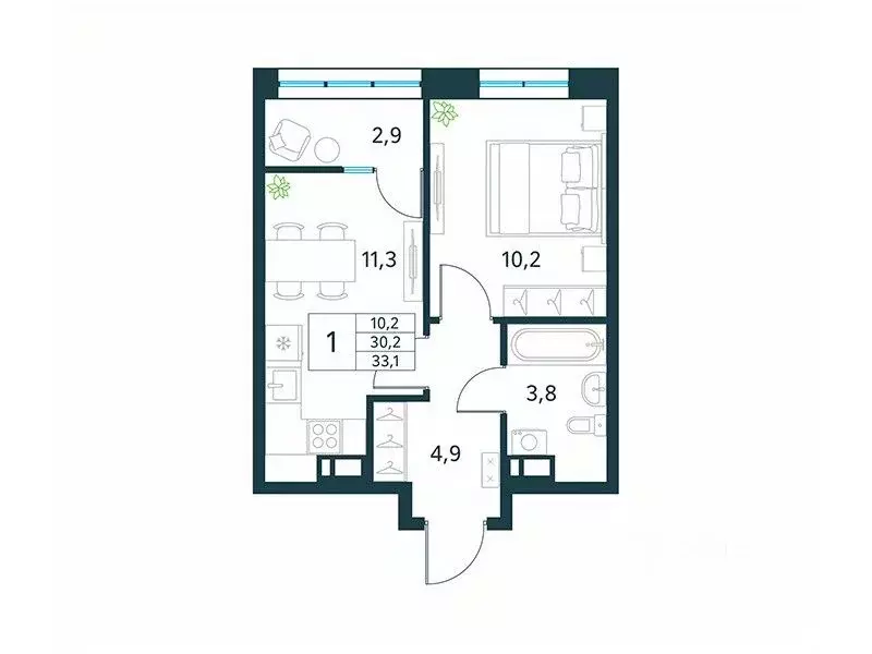 1-к кв. Забайкальский край, Чита Хороший мкр, 16 (33.1 м) - Фото 1