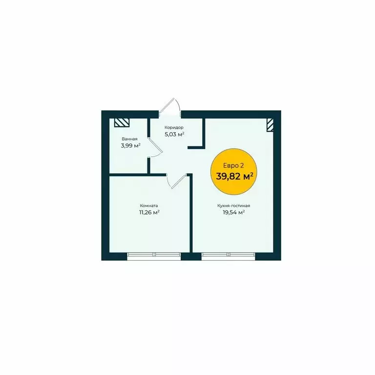 1-комнатная квартира: Тюмень, Лесопарковая улица, 1к2 (39.82 м) - Фото 1