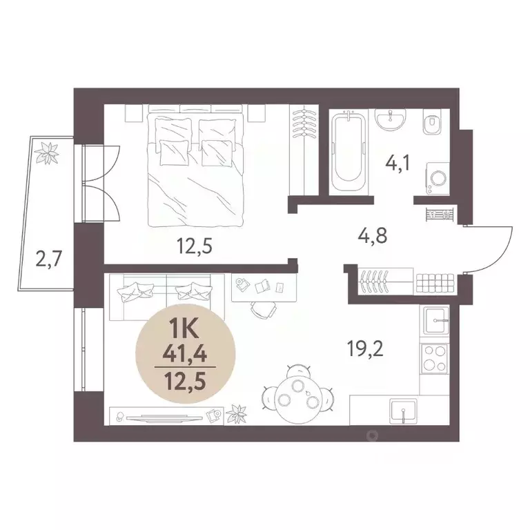 1-к кв. Новосибирская область, Новосибирск  (41.4 м) - Фото 0