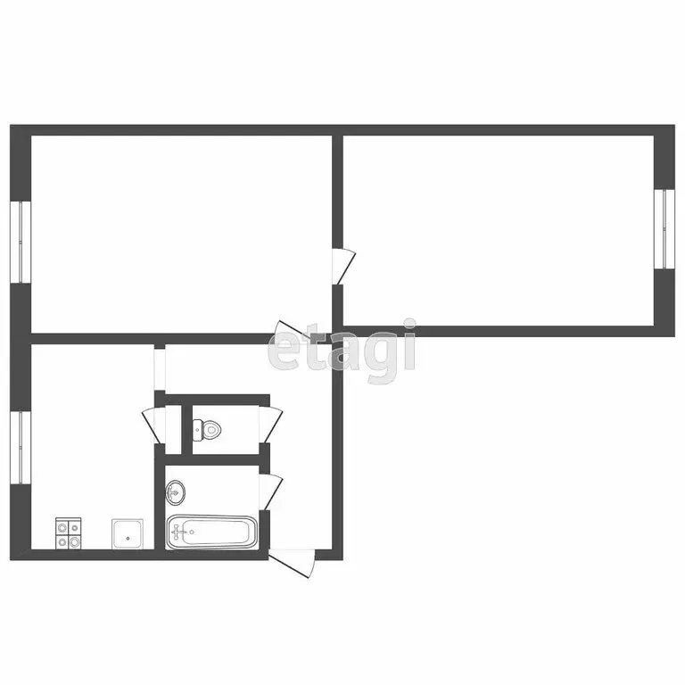 2-комнатная квартира: посёлок Новосиньково, 24 (46 м) - Фото 1