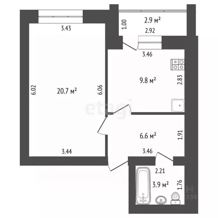 1-к кв. Башкортостан, Стерлитамакский район, Отрадовский сельсовет, с. ... - Фото 2