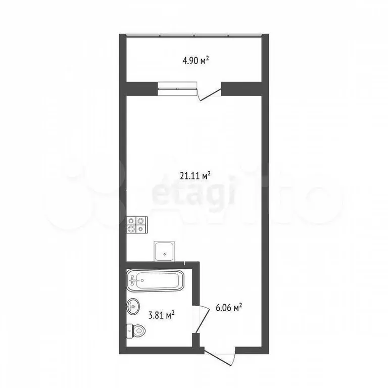 Квартира-студия, 33,4 м, 5/16 эт. - Фото 0