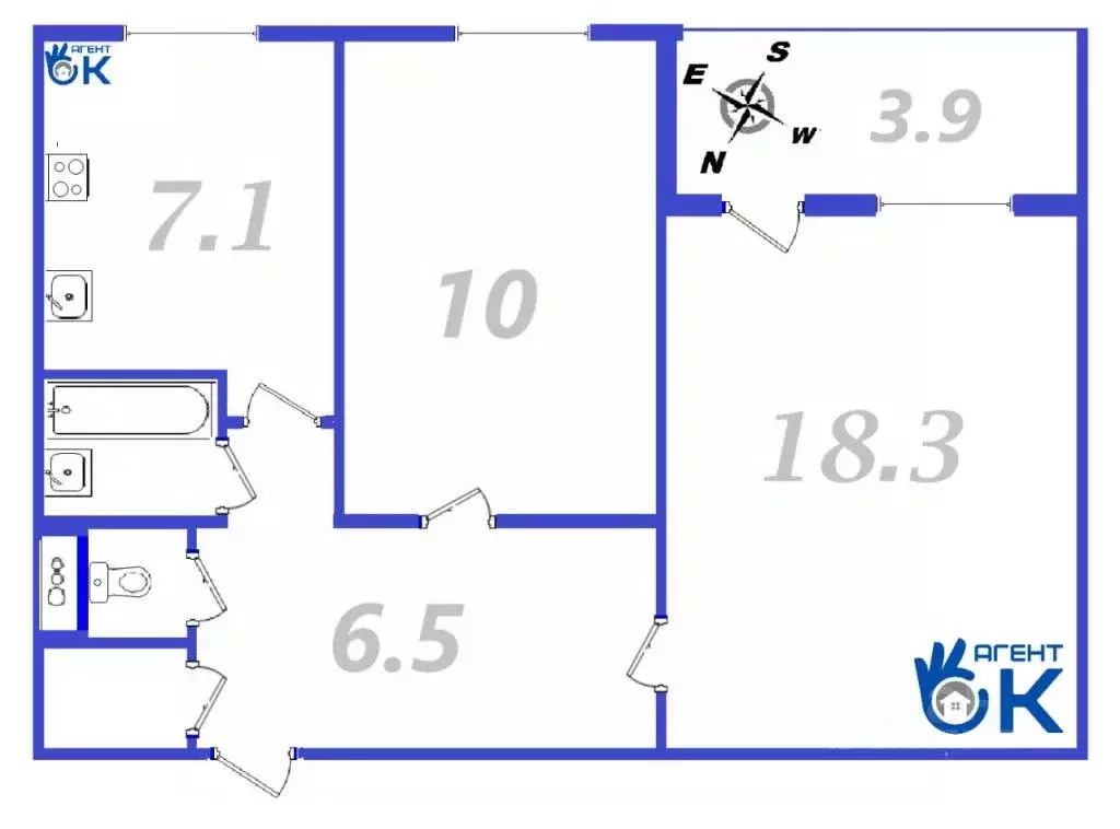 2-к кв. Санкт-Петербург Будапештская ул., 4 (45.9 м) - Фото 0