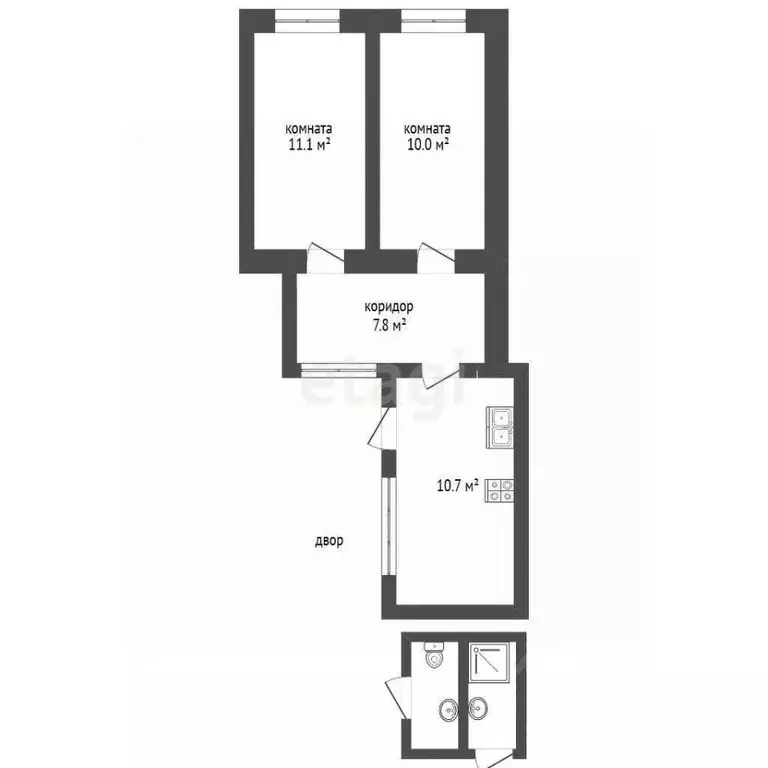 2-к кв. Крым, Евпатория ул. Средняя, 48 (39.6 м) - Фото 2