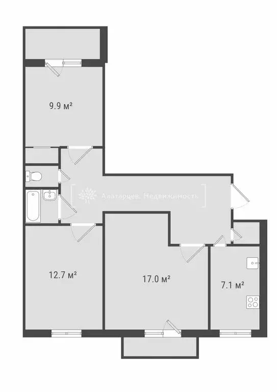 3-комнатная квартира: Томск, улица Елизаровых, 4 (66 м) - Фото 0