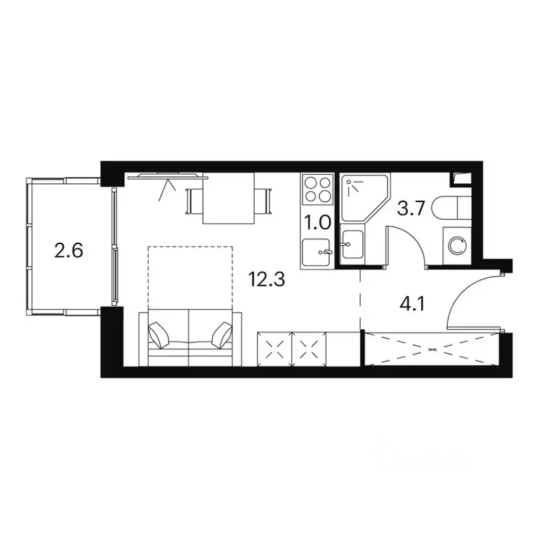 Студия Москва Сигнальный проезд, 12 (23.7 м) - Фото 2