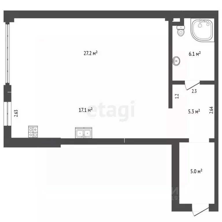 1-к кв. Калининградская область, Калининград ул. Юрия Гагарина, 16В ... - Фото 2