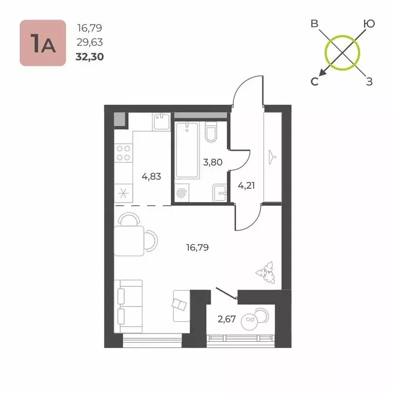 1-комнатная квартира: Екатеринбург, улица Академика Ландау, 12/9 ... - Фото 0