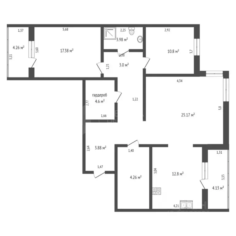 3-к кв. Тюменская область, Тюмень ул. Федюнинского, 30к2 (96.0 м) - Фото 1