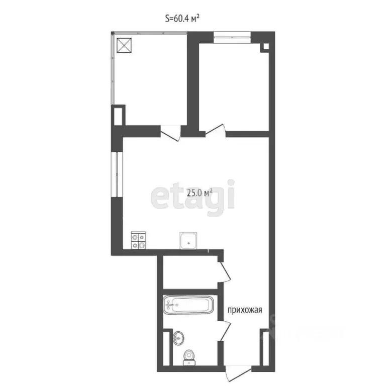 2-к кв. Тюменская область, Тюмень ул. Сакко, 24 (63.0 м) - Фото 2