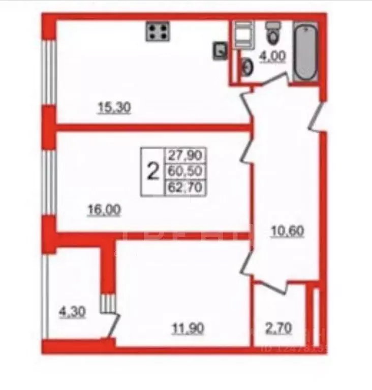 2-к кв. Санкт-Петербург ул. Грибалевой, 7к1 (60.0 м) - Фото 2