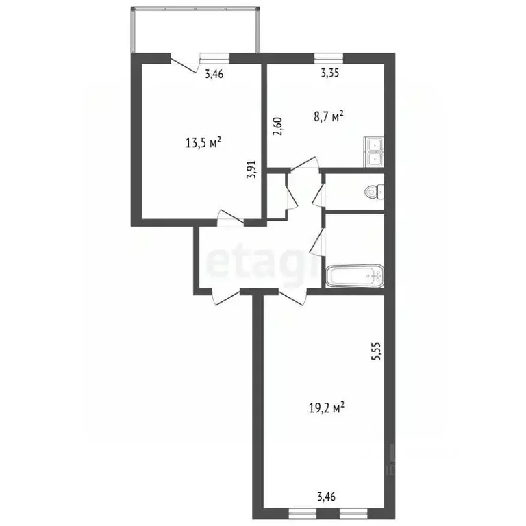 2-к кв. Челябинская область, Озерск ул. Космонавтов, 5 (54.0 м) - Фото 2